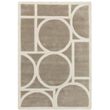 Metro Modern Geometric Hand-Carved Hi-Low Wool Taupe/Ivory Rug