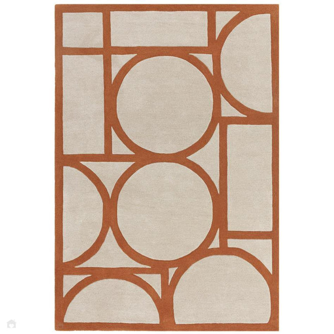 Metro Modern Geometric Hand-Carved Hi-Low Wool Warm Beige/Rust Rug 160x230cm-Shop Returns-Rug Love - The Most Loved Rug Store