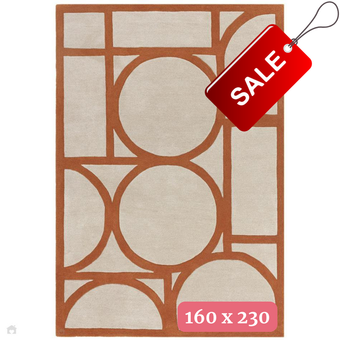 Metro Modern Geometric Hand-Carved Hi-Low Wool Warm Beige/Rust Rug 160x230cm-Shop Returns-Rug Love - The Most Loved Rug Store