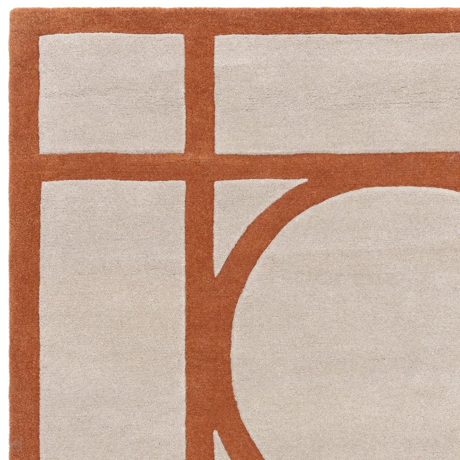 On Sale Metro Modern Geometric Hand-Carved Hi-Low Wool Warm Beige/Rust ...