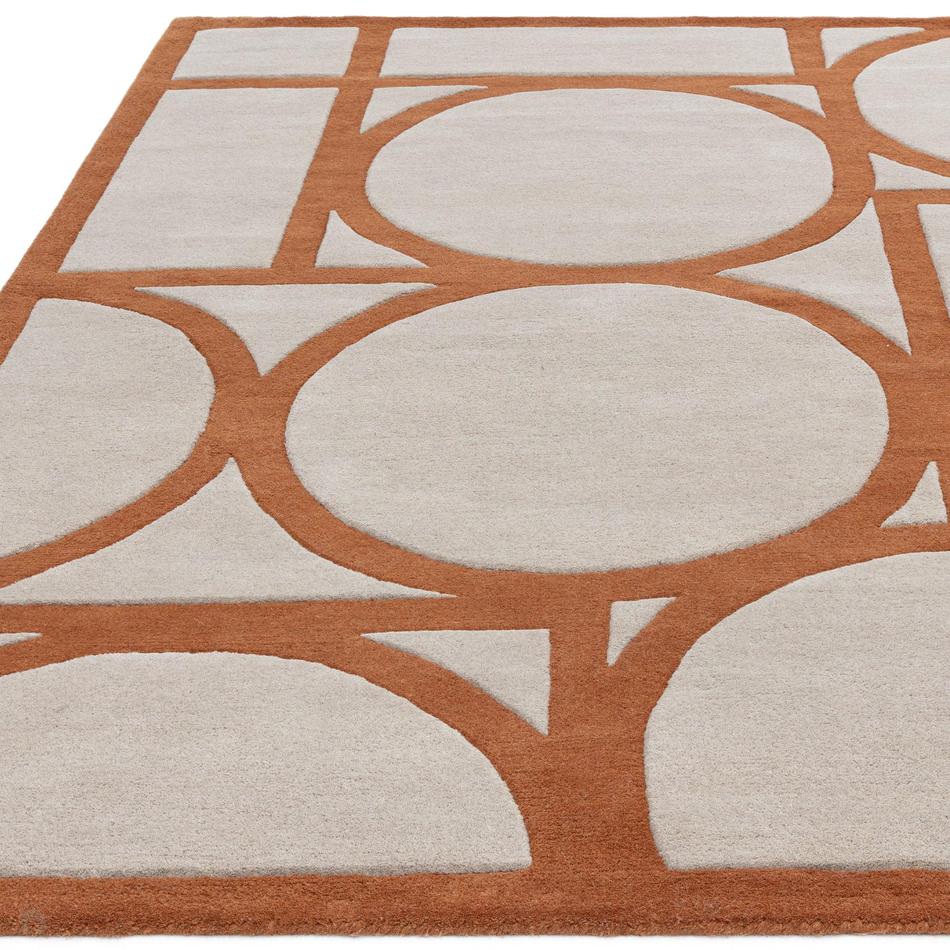 On Sale Metro Modern Geometric Hand-Carved Hi-Low Wool Warm Beige/Rust ...