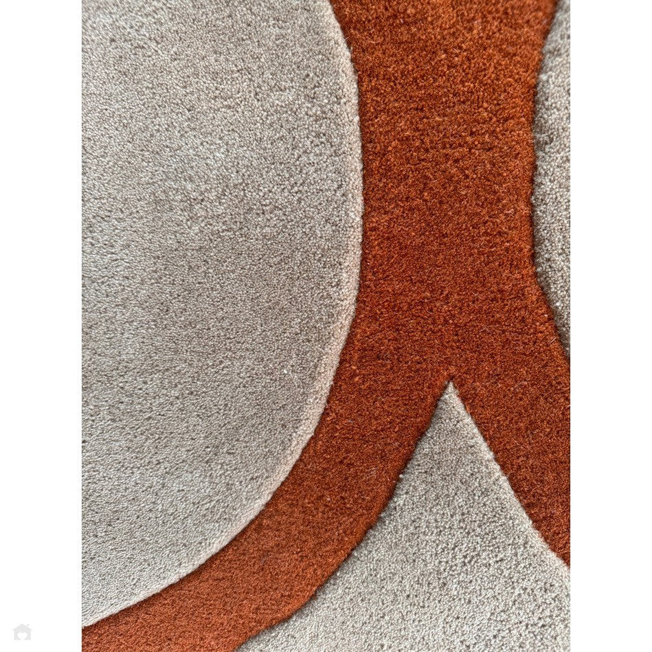 On Sale Metro Modern Geometric Hand-Carved Hi-Low Wool Warm Beige/Rust ...