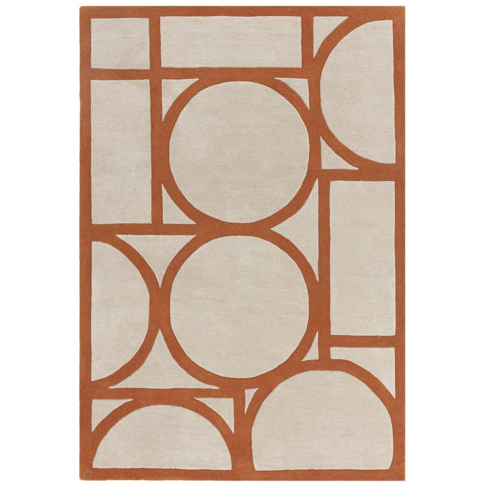 On Sale Metro Modern Geometric Hand-Carved Hi-Low Wool Warm Beige/Rust ...