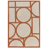 Metro Modern Geometric Hand-Carved Hi-Low Wool Warm Beige/Rust Rug