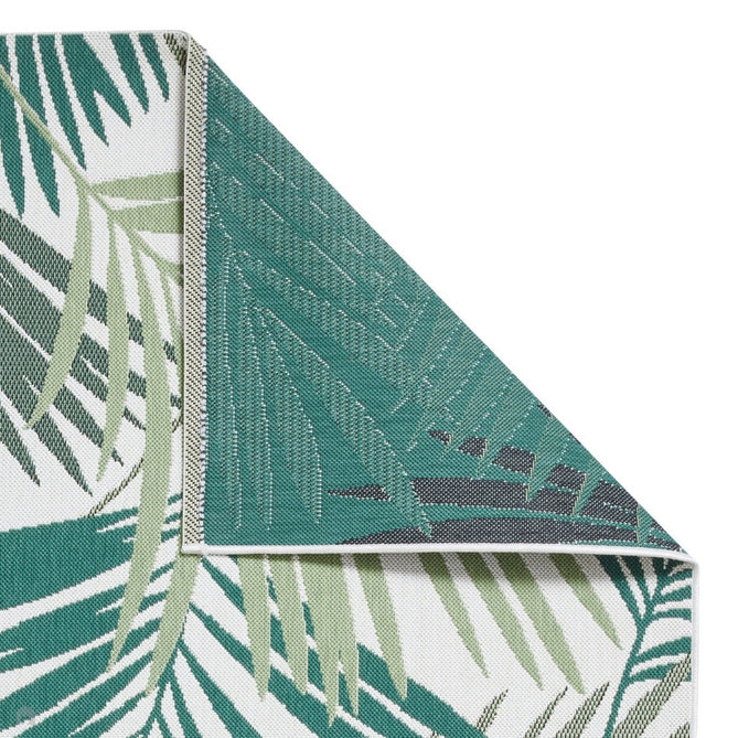 Miami 19433 Botanical Floral Palmate Durable Stain-Resistant Weatherproof Flatweave In-Outdoor Green/Light Beige Rug-Think Rugs-Rug Love - The Most Loved Rug Store