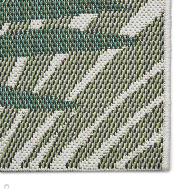 Miami 19433 Botanical Floral Palmate Durable Stain-Resistant Weatherproof Flatweave In-Outdoor Green/Light Beige Rug-Think Rugs-Rug Love - The Most Loved Rug Store