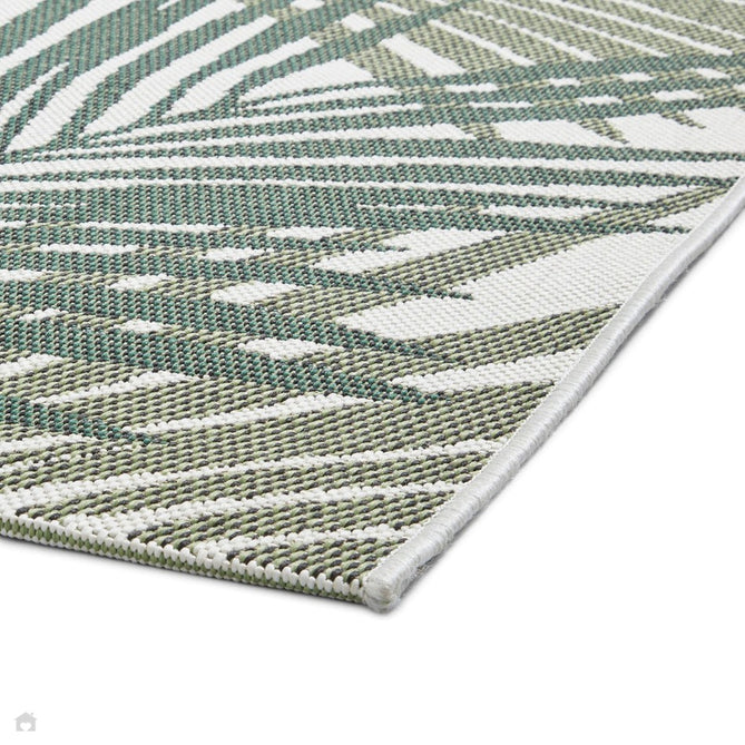Miami 19433 Botanical Floral Palmate Durable Stain-Resistant Weatherproof Flatweave In-Outdoor Green/Light Beige Rug-Think Rugs-Rug Love - The Most Loved Rug Store