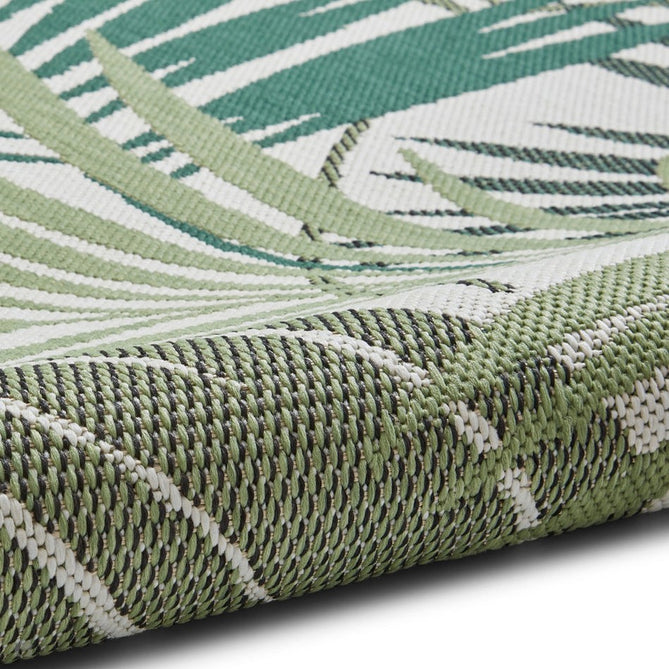 Miami 19433 Botanical Floral Palmate Durable Stain-Resistant Weatherproof Flatweave In-Outdoor Green/Light Beige Rug-Think Rugs-Rug Love - The Most Loved Rug Store
