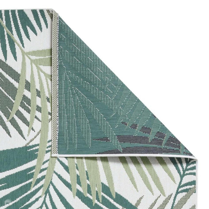 Miami 19433 Botanical Floral Palmate Durable Stain-Resistant Weatherproof Flatweave In-Outdoor Green/Light Beige Rug-Think Rugs-Rug Love - The Most Loved Rug Store