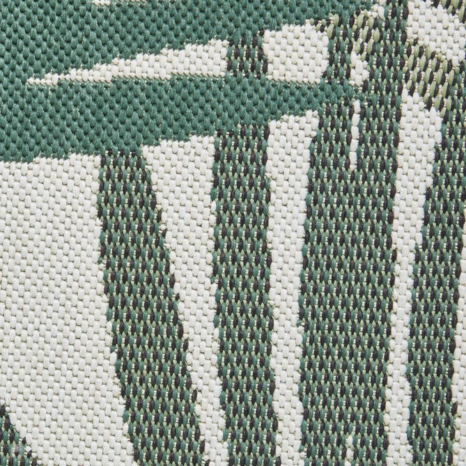 Miami 19433 Botanical Floral Palmate Durable Stain-Resistant Weatherproof Flatweave In-Outdoor Green/Light Beige Rug-Think Rugs-Rug Love - The Most Loved Rug Store