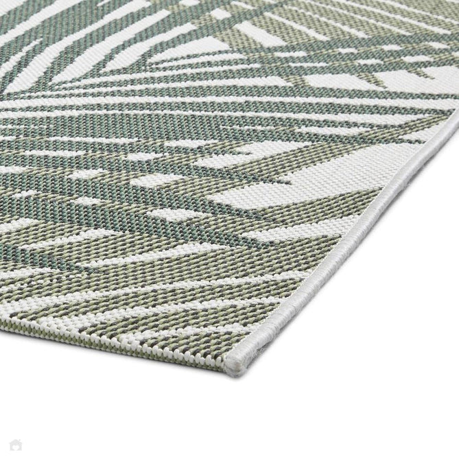 Miami 19433 Botanical Floral Palmate Durable Stain-Resistant Weatherproof Flatweave In-Outdoor Green/Light Beige Rug-Think Rugs-Rug Love - The Most Loved Rug Store