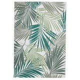 Miami 19433 Botanical Floral Palmate Durable Stain-Resistant Weatherproof Flatweave In-Outdoor Green/Light Beige Rug