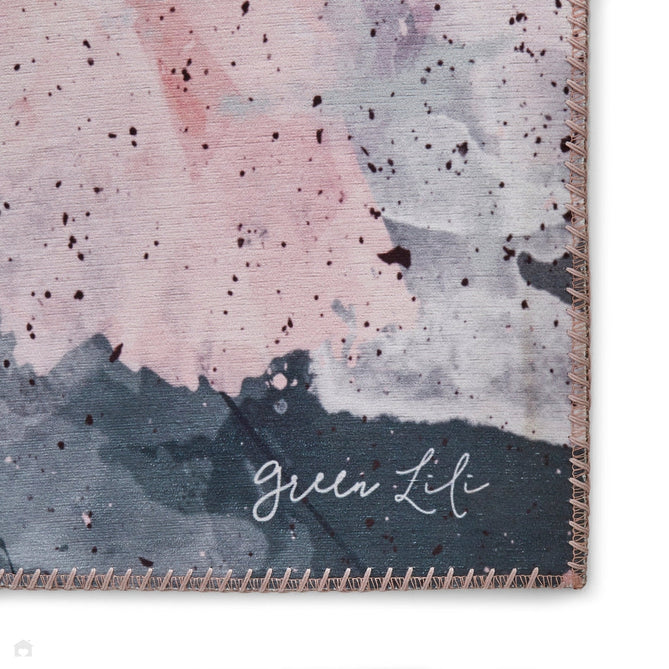 Michelle Collins FLOO24 Modern Abstract Printed Smooth Soft-Touch Polyester Flat-Pile Flatweave Rose/Black Rug-Think Rugs-Rug Love - The Most Loved Rug Store