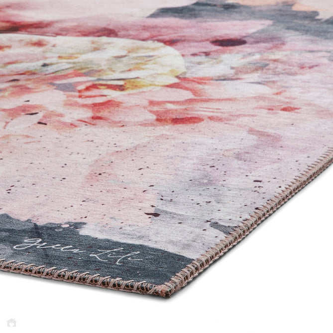 Michelle Collins FLOO24 Modern Abstract Printed Smooth Soft-Touch Polyester Flat-Pile Flatweave Rose/Black Rug-Think Rugs-Rug Love - The Most Loved Rug Store