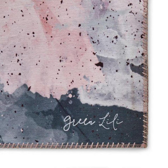 Michelle Collins FLOO24 Modern Abstract Printed Smooth Soft-Touch Polyester Flat-Pile Flatweave Rose/Black Rug-Think Rugs-Rug Love - The Most Loved Rug Store