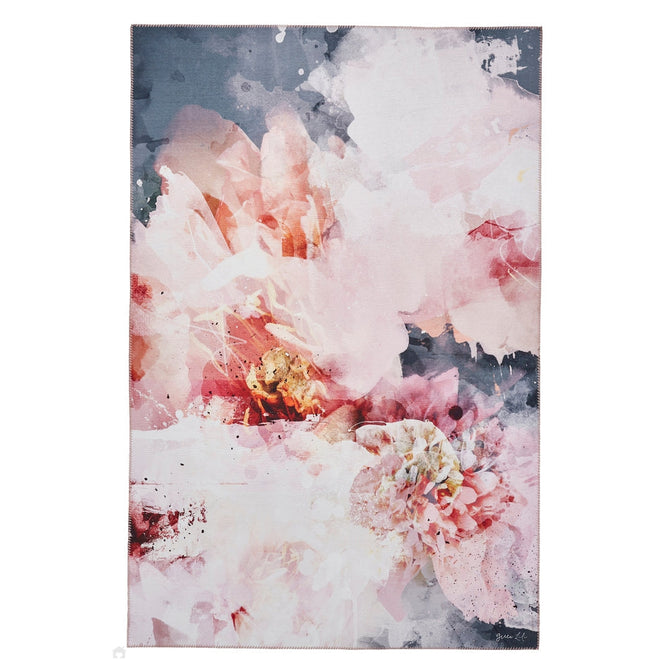 Michelle Collins FLOO24 Modern Abstract Printed Smooth Soft-Touch Polyester Flat-Pile Flatweave Rose/Black Rug-Think Rugs-Rug Love - The Most Loved Rug Store
