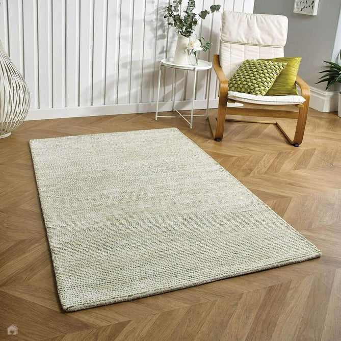 Milano Modern Plain Mottle Speckles Hand-Woven Textured Felted Space-Dyed Wool Cream/Green Rug-Melrose-Rug Love - The Most Loved Rug Store
