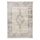 Milano N9695 Traditional Moroccan Vintage Distressed Medallion Border Soft-Touch Beige Rug