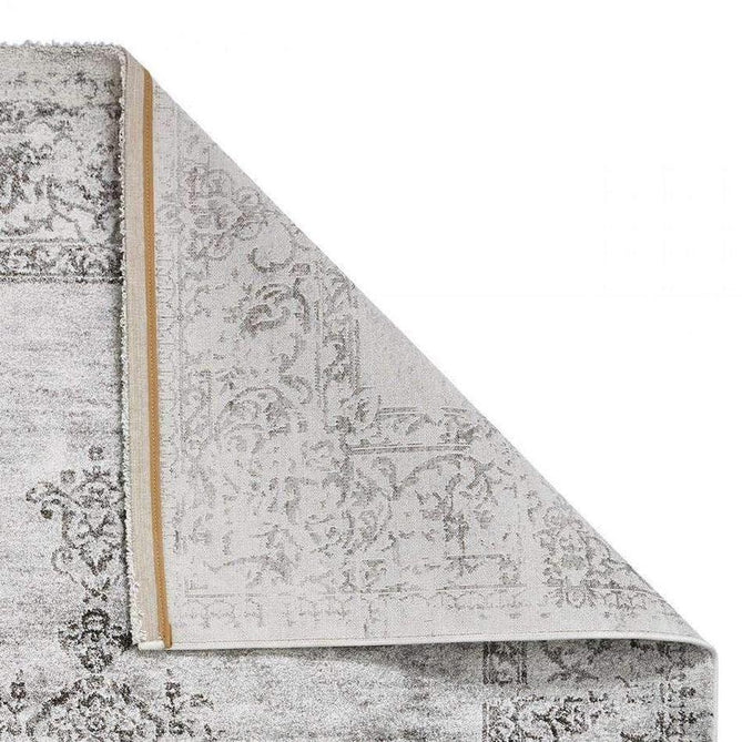 Milano N9695 Traditional Moroccan Vintage Distressed Medallion Border Soft-Touch Grey Rug-Think Rugs-Rug Love - The Most Loved Rug Store