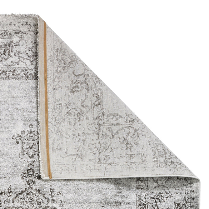 Milano N9695 Traditional Moroccan Vintage Distressed Medallion Border Soft-Touch Grey Rug-Think Rugs-Rug Love - The Most Loved Rug Store