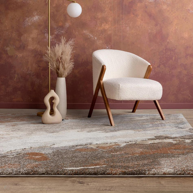 Mirage Blur Modern Abstract Soft Hi-Lo Textured High-Density Pile Terracotta/Cream/Taupe/Grey Rug-Asiatic Carpets-Rug Love - The Most Loved Rug Store