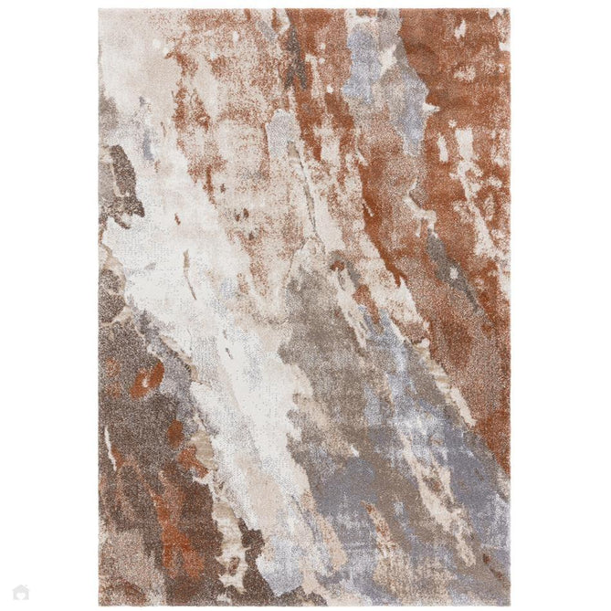 Mirage Blur Modern Abstract Soft Hi-Lo Textured High-Density Pile Terracotta/Cream/Taupe/Grey Rug-Asiatic Carpets-Rug Love - The Most Loved Rug Store