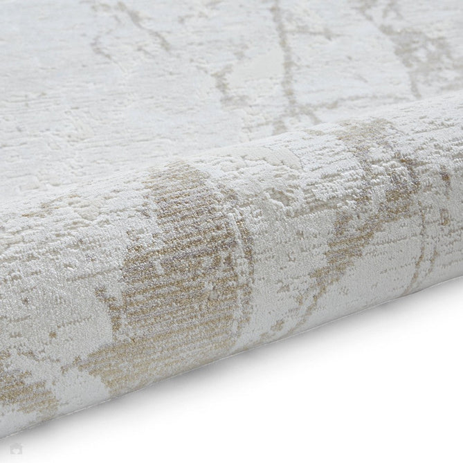 Mirage MR15 Modern Abstract Distressed Metallic Shimmer Soft Textured High-Density Polyester/Viscose Mix Low Profile Short Pile Cream/Beige Rug-Think Rugs-Rug Love - The Most Loved Rug Store