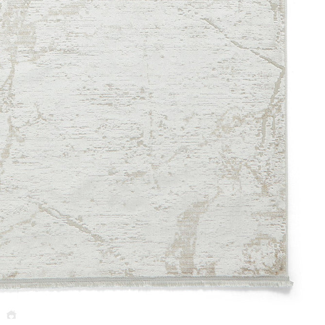 Mirage MR15 Modern Abstract Distressed Metallic Shimmer Soft Textured High-Density Polyester/Viscose Mix Low Profile Short Pile Cream/Beige Rug-Think Rugs-Rug Love - The Most Loved Rug Store