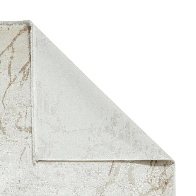 Mirage MR15 Modern Abstract Distressed Metallic Shimmer Soft Textured High-Density Polyester/Viscose Mix Low Profile Short Pile Cream/Beige Rug-Think Rugs-Rug Love - The Most Loved Rug Store