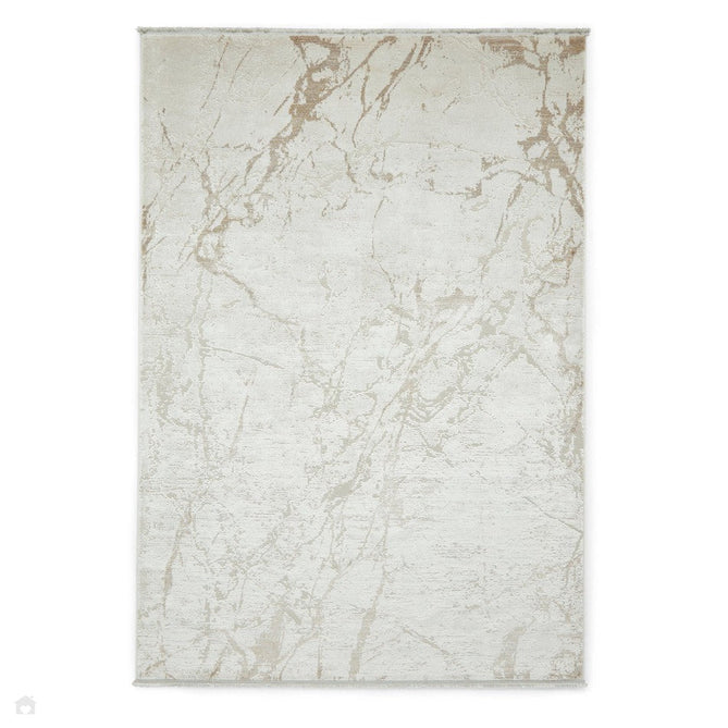 Mirage MR15 Modern Abstract Distressed Metallic Shimmer Soft Textured High-Density Polyester/Viscose Mix Low Profile Short Pile Cream/Beige Rug-Think Rugs-Rug Love - The Most Loved Rug Store