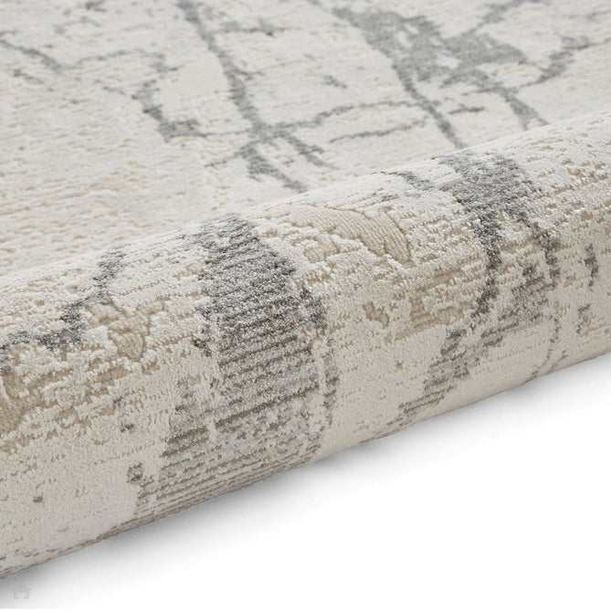 Mirage MR15 Modern Abstract Distressed Metallic Shimmer Soft Textured High-Density Polyester/Viscose Mix Low Profile Short Pile Grey/Cream Rug-Think Rugs-Rug Love - The Most Loved Rug Store