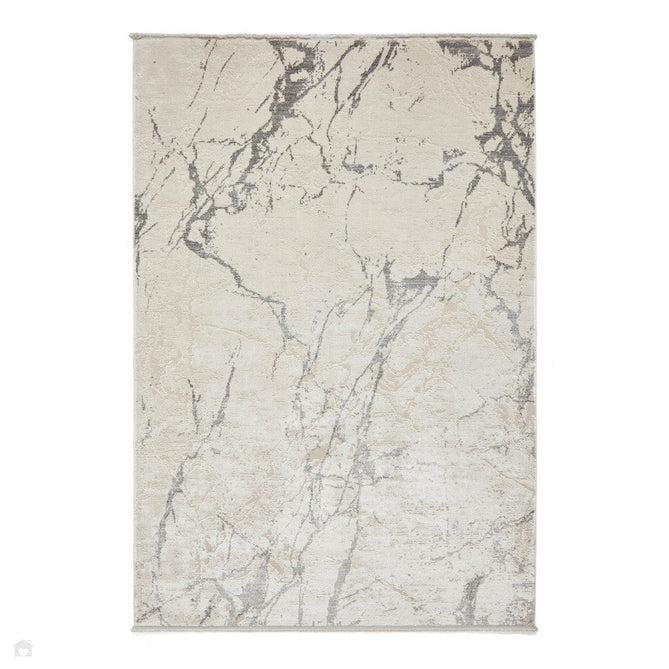 Mirage MR15 Modern Abstract Distressed Metallic Shimmer Soft Textured High-Density Polyester/Viscose Mix Low Profile Short Pile Grey/Cream Rug-Think Rugs-Rug Love - The Most Loved Rug Store