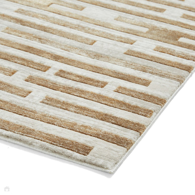 Mirage MR16 Modern Abstract Distressed Metallic Shimmer Soft Textured High-Density Polyester/Viscose Mix Low Profile Short Pile Beige/Earth Rug-Think Rugs-Rug Love - The Most Loved Rug Store