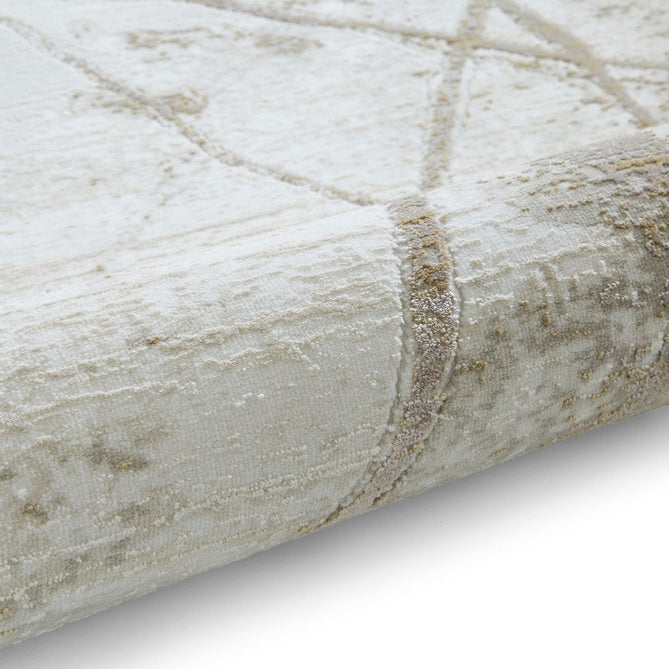 Mirage MR26 Modern Abstract Distressed Metallic Shimmer Soft Textured High-Density Polyester/Viscose Mix Low Profile Short Flat Pile Cream/Beige Rug-Think Rugs-Rug Love - The Most Loved Rug Store