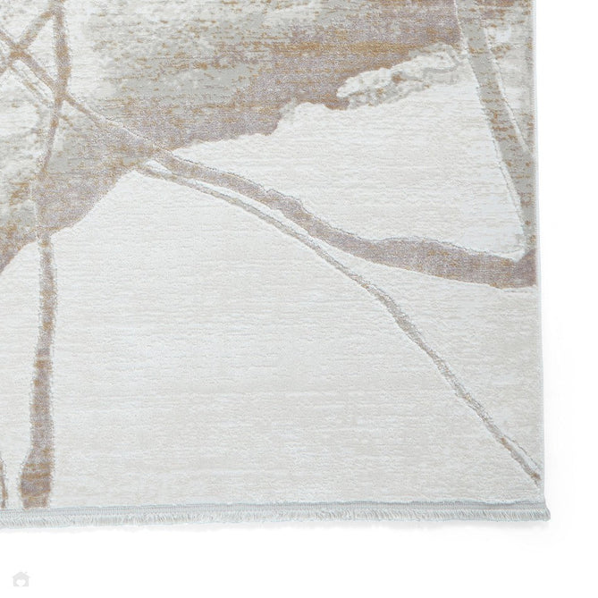 Mirage MR26 Modern Abstract Distressed Metallic Shimmer Soft Textured High-Density Polyester/Viscose Mix Low Profile Short Flat Pile Cream/Beige Rug-Think Rugs-Rug Love - The Most Loved Rug Store