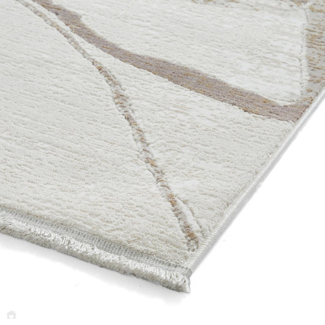 Mirage MR26 Modern Abstract Distressed Metallic Shimmer Soft Textured High-Density Polyester/Viscose Mix Low Profile Short Pile Cream/Beige Rug-Think Rugs-Rug Love - The Most Loved Rug Store