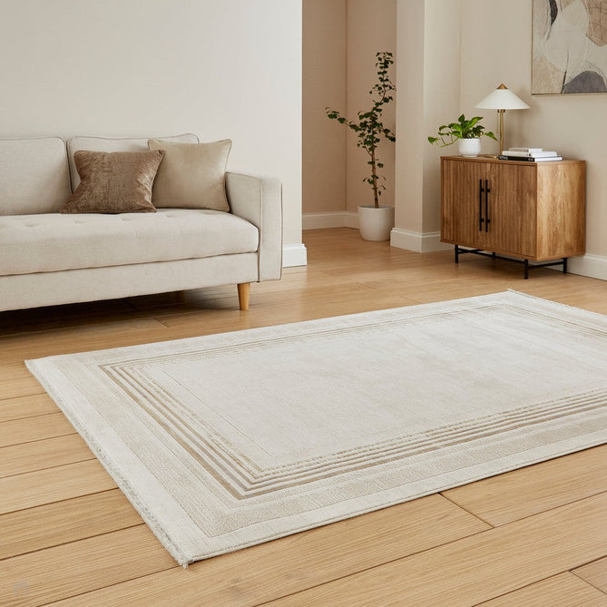 Mirage MR38 Modern Abstract Distressed Metallic Shimmer Soft Textured High-Density Polyester/Viscose Mix Low Profile Short Flat Pile Cream/Beige Rug-Think Rugs-Rug Love - The Most Loved Rug Store