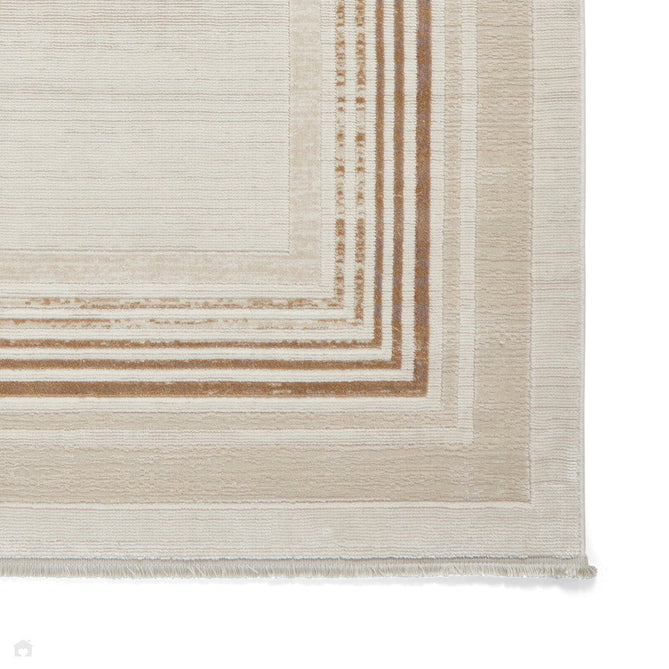 Mirage MR38 Modern Abstract Distressed Metallic Shimmer Soft Textured High-Density Polyester/Viscose Mix Low Profile Short Flat Pile Cream/Beige Rug-Think Rugs-Rug Love - The Most Loved Rug Store