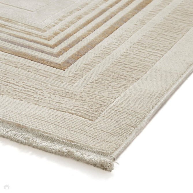 Mirage MR38 Modern Abstract Distressed Metallic Shimmer Soft Textured High-Density Polyester/Viscose Mix Low Profile Short Flat Pile Cream/Beige Rug-Think Rugs-Rug Love - The Most Loved Rug Store