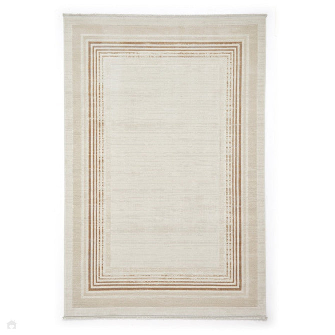 Mirage MR38 Modern Abstract Distressed Metallic Shimmer Soft Textured High-Density Polyester/Viscose Mix Low Profile Short Pile Cream/Beige Rug 200 x 290 cm