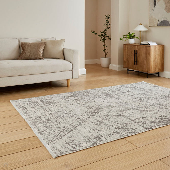 Mirage MR80 Modern Abstract Distressed Metallic Shimmer Soft Textured High-Density Polyester/Viscose Mix Low Profile Short Flat Pile Grey Rug-Think Rugs-Rug Love - The Most Loved Rug Store