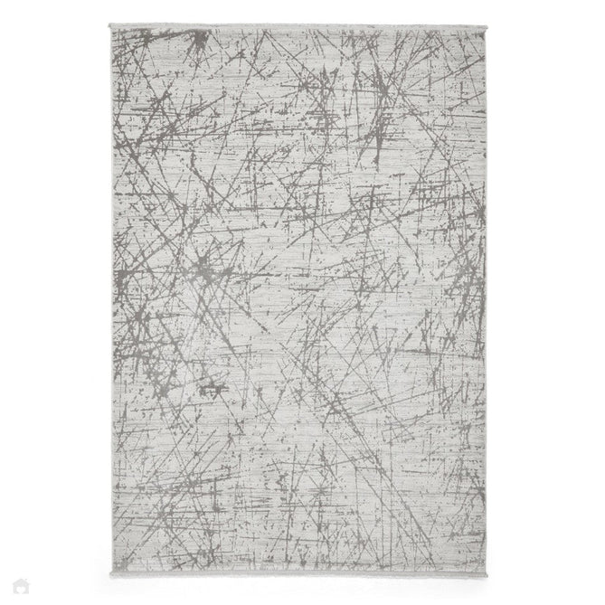 Mirage MR80 Modern Abstract Distressed Metallic Shimmer Soft Textured High-Density Polyester/Viscose Mix Low Profile Short Flat Pile Grey Rug-Think Rugs-Rug Love - The Most Loved Rug Store