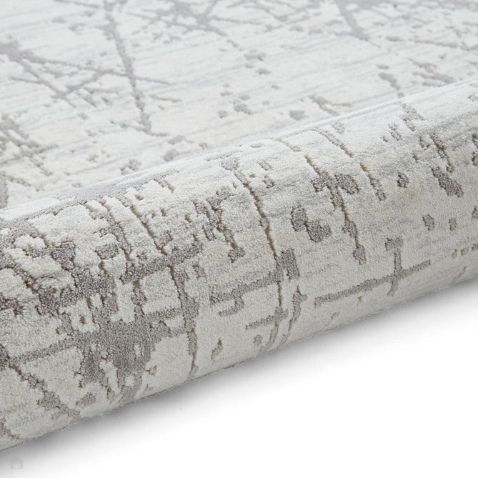 Mirage MR80 Modern Abstract Distressed Metallic Shimmer Soft Textured High-Density Polyester/Viscose Mix Low Profile Short Pile Grey Rug-Think Rugs-Rug Love - The Most Loved Rug Store