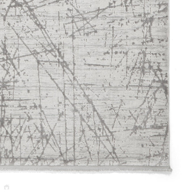 Mirage MR80 Modern Abstract Distressed Metallic Shimmer Soft Textured High-Density Polyester/Viscose Mix Low Profile Short Pile Grey Rug-Think Rugs-Rug Love - The Most Loved Rug Store