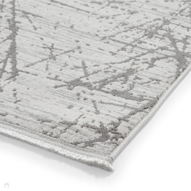 Mirage MR80 Modern Abstract Distressed Metallic Shimmer Soft Textured High-Density Polyester/Viscose Mix Low Profile Short Pile Grey Rug-Think Rugs-Rug Love - The Most Loved Rug Store