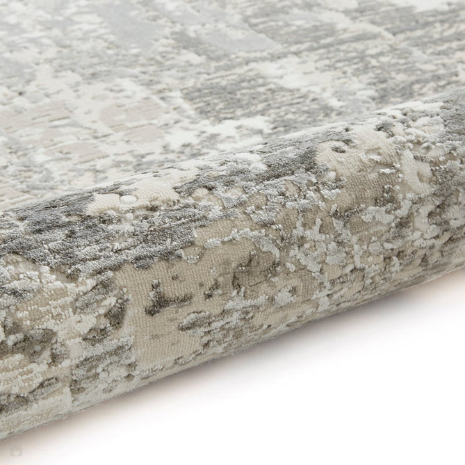 Mirage MR93 Modern Abstract Distressed Metallic Shimmer Soft Textured High-Density Polyester/Viscose Mix Low Profile Short Pile Grey/Beige/Cream Rug-Think Rugs-Rug Love - The Most Loved Rug Store