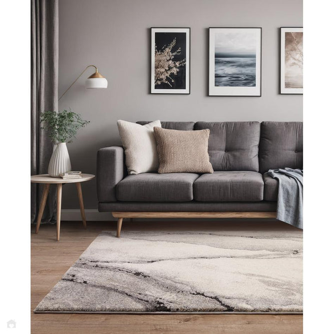 Mirage Oasis Modern Abstract Soft Hi-Lo Textured High-Density Pile Ivory/Ash Grey/Charcoal/Beige Rug-Asiatic Carpets-Rug Love - The Most Loved Rug Store