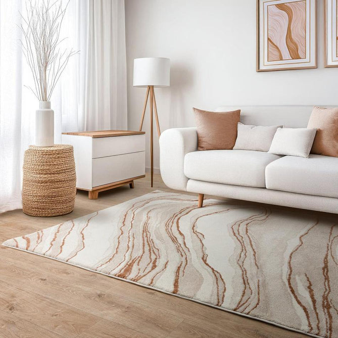 Mirage Quartz Modern Abstract Soft Hi-Lo Textured High-Density Pile Ivory/Taupe/Beige/Terracotta Rug-Asiatic Carpets-Rug Love - The Most Loved Rug Store