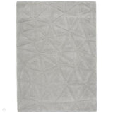 Modern 3D Triangles Geometric Hand-Carved Hi-Low Textured Wool Grey Rug