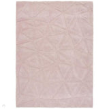Modern 3D Triangles Geometric Hand-Carved Hi-Low Textured Wool Pink Rug